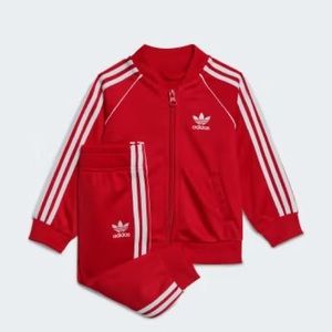 Kids red adidas track suite - XS